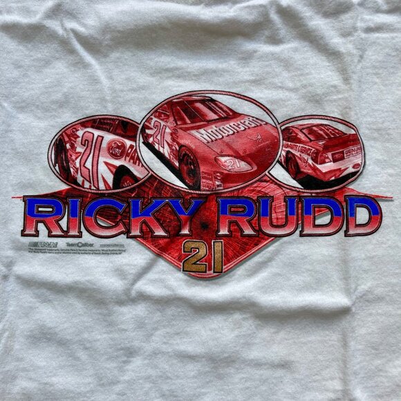 Vintage NASCAR Ricky Rudd #21 WOMEN'S T-Shirt Size S Motorcraft - Picture 2 of 7